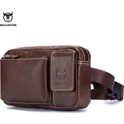 BULLCAPTAIN Vintage Genuine Leather Mens Multifunction Waist Packs Fanny Pack New Belt 9.7 Tablet PC bag Phone bag wallet