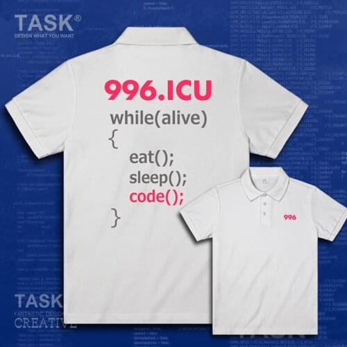 Casual Polo Shirts Men Funny Print 996 Icu Black Polo Cotton Short Sleeve Mens Designer Polos Homme XXXL Poloshirt brand