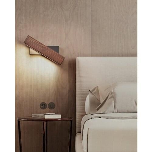 Modern Led Indoor Luminaire Wooden Wall Lamps 180 Degree Rotation Bedside Light Vanity Light Bathroom Reading Nordic Design Deco