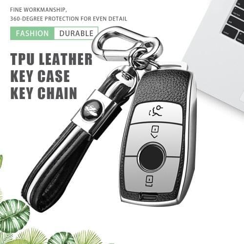 TPU Leather Car Key Case Cover Keychain for Mercedes Benz A C E S G GLS CLA Class W213 W177 W205 W222 X167 AMG Protector