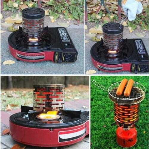 Outdoor Mini Heater Stove Stainless Steel Camping Tent Warming Stove Cover Survival Gas Heater Stove