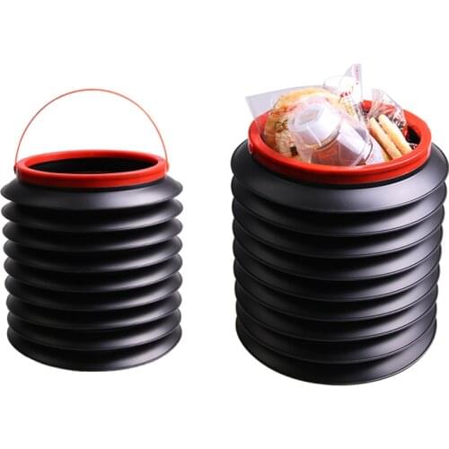 Universal Black Direct Wind Car Trash Bin Garbage Can Car Wash Telescopic Bucket Folding Trash Organizer Garbage Holder