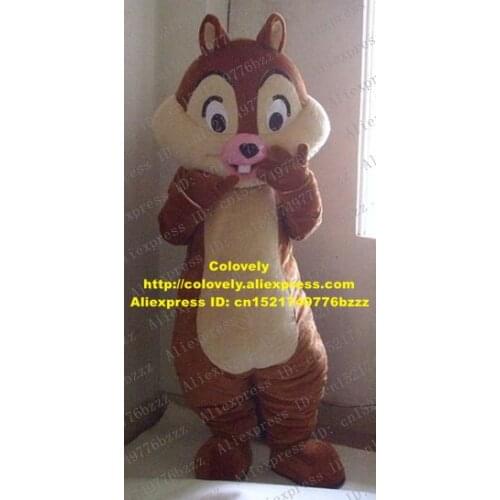 Vivid Brown Squirrel Mascot Costume Chip E Dale Chipmunk Eichhoernchen Scuiridae Adult With Small Pink Mouth Fat Cheeks No.2427
