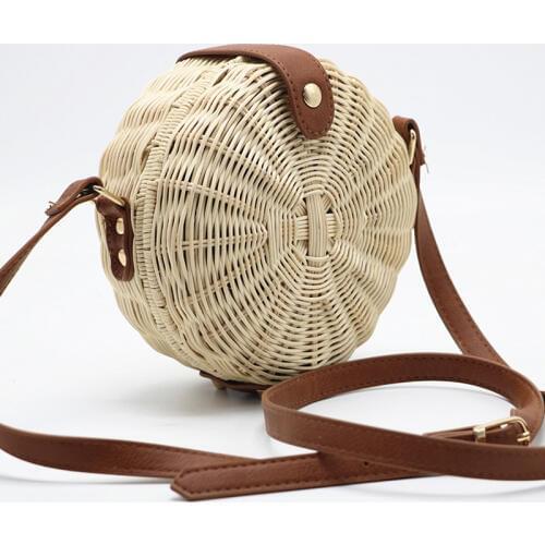 Women Messenger Bags Women Shoulder Bag Wholesale Round Straw Bags Women Summer Rattan Bag Handmade