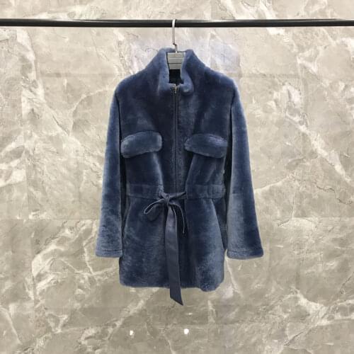 Fur Coat Women Real Winter Warm Sheep Shearling Jacket Korean Solid Wool Overcoat Black Abrigos Mujer Invierno 2020 YY749