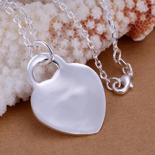 Hot fashion classic 925 Sterling Silver charms heart card Pendant Necklace for women fashion Holiday gift party wedding Jewelry