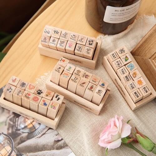 12Patterns/Box Beauty Day Life Wood Stamp Set For Stationery DIY Scrapbooking Rubber Stamp Card Making Album Decoroation Crafts