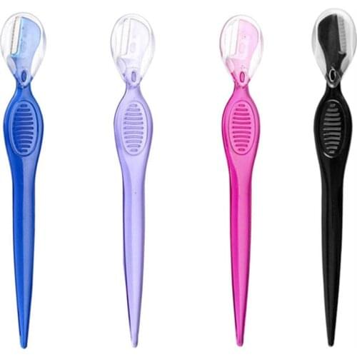 2PCS Eyebrow Trimmer Repair Facial Shaver Razor Female Facial Eyebrow Hair Removal Safety Razor Trimmer Razor Straight Handle