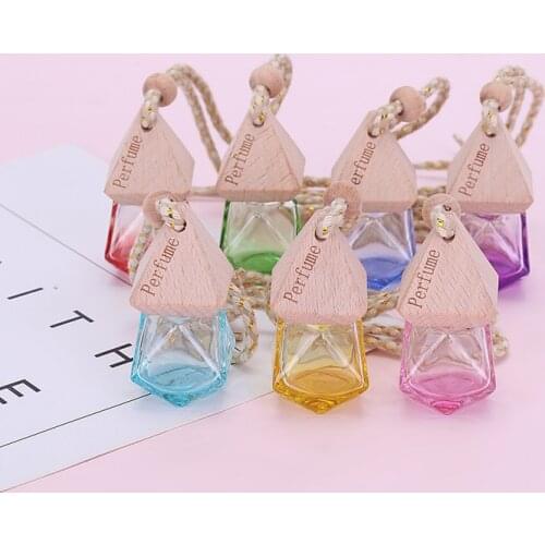 30pcs Refillable Car Essential Oil Diffuser,Empty Car Air Freshener Pendant Perfume Aromatherapy Vials-Clear Glass Bottle