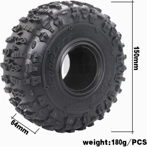 4pcs 2.2 inch JCONCEPTS Rubber Tyre 2.2 Wheel Tires 150X64MM for 1/10 RC Crawler Wraith SCX10 Jeep RR10 Wrangler 2.2 WHEEL