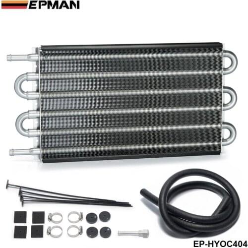 6 Row Radiator Remote Aluminum Transmission Oil Cooler + Hose / Mounting Kit EP-HYOC404