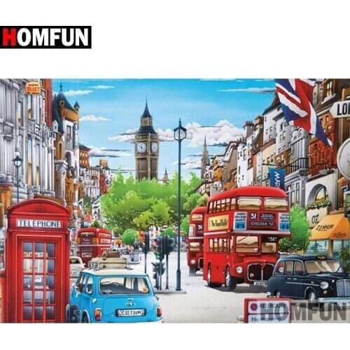 HOMFUN Full Square/Round Drill 5D DIY Diamond Painting "Street scenery" 3D Embroidery Cross Stitch 5D Home Decor Gift A17438