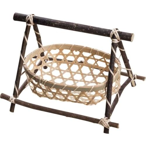 Handmade bamboo basket restaurant household dessert dried fruit storage small bamboo basket snack fruit refreshment tray