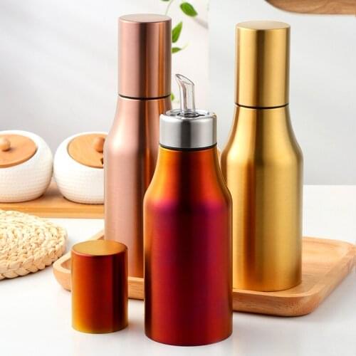 18/8 Food Grade Stainless Steel Cooking Seasoning Oil Bottle Kitchen Accessory Oil Dispenser Vinegar Sauce Oil Storage Bottle