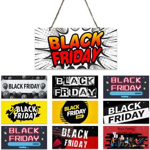 Black Friday Wooden Sign Shopping Day Wood Plaque Home Decor for Door Wall Store Discount Decoration Plates