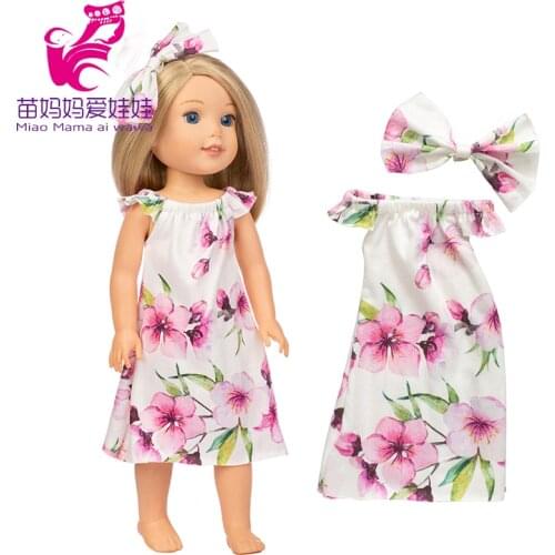 For 14.5 Inch Wellie Wishers Doll Flower Bow Dress Camille Ashlyn Kendall Emerson Clothes 38cm 36cm Nancy Doll Clothes Girl Gift