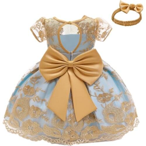 Girls Elegant Bow Knot Dress for Baby Girls 0-2T 1st 2nd Birthday Party Clothing Vestidos Christening Wedding Princess Dresses