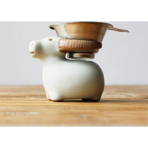 Calf Porcelain Tea Filter Holder Fine Mesh Kungfu Tea Funnel Strainer Filter W/ Holder Stand Health Tea Parts Accessories Tools