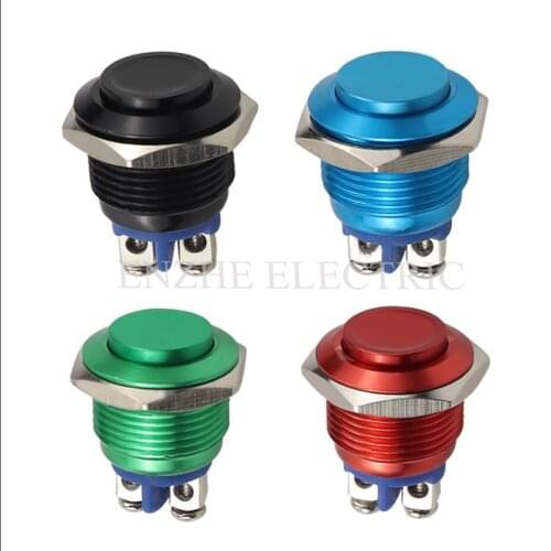 5pcs Button 16mm metal key switch Fully oxidized multicolor self-reset Self reset high round stainless steel brass clad nickel