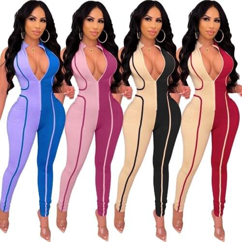 Jumpsuit Women Summer 2021 Casual O Neck Sleeveless Pencil Pants Body Sportswear Fitness Bodycon Rompers Womens Jumpsuit