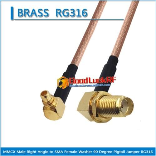 MMCX Male Right Angle 90 Degree to SMA Female Washer Nut Right Angle Coaxial Pigtail Jumper RG316 extend Cable Tpye L Low Loss