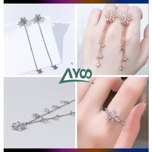 Fashion Jewelry SWA Original 1:1 Charming Snowflake Tassel Earrings Detachable Variety of Wearing Earrings Female Romantic Gift