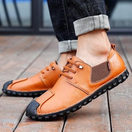 Men Genuine Leather Casual Shoes Breathable Loafers 2021 Fashion Comfortable Flat Leisure Loafers Mens Soft Outdoor Loafer
