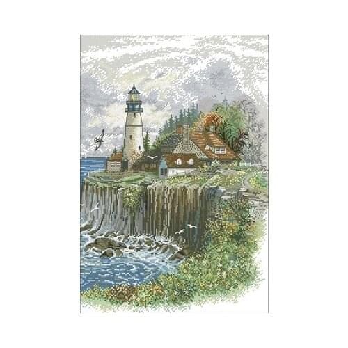 Bucilla 43718 Lighthouse on the cliff Embroidery,DIY 14CT Unprinted Arts Cross stitch kits Set Cross-Stitching Home Decor
