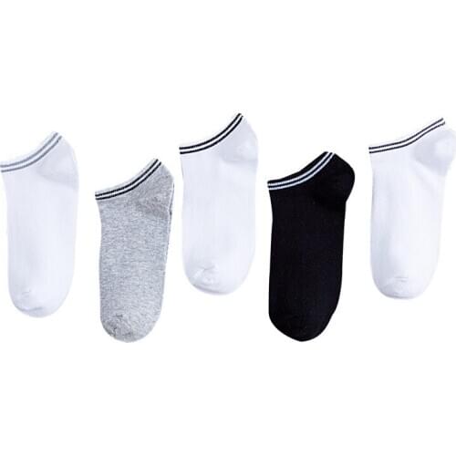 5 Pairs/lot Men Socks Breathable Sports Sock Solid Color Large Size Boat Socks Comfortable Cotton Ankle White Black Standard