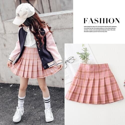 2020 Autumn Girls Pleated Skirt New Childrens Korean-Style Tartan Skirt Girls Autumn Dress Skirt Little Girl College Style