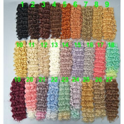 20CM thick doll hair hight temperature deep curly wigs for blyth doll 1/3 1/4 1/6 BJD handmade fabric art doll wigs