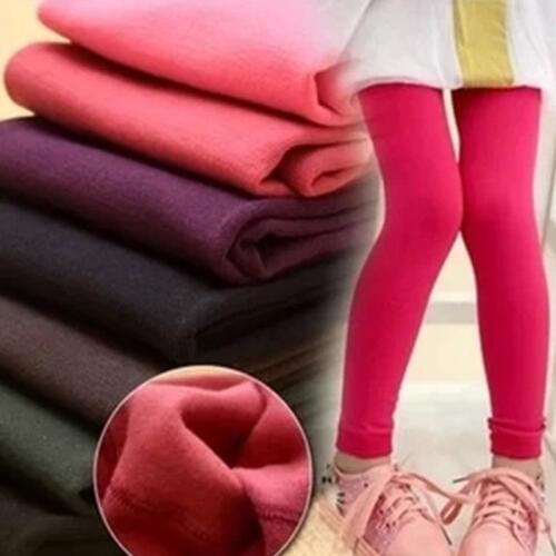 Autumn Winter Girls Thicken Warm Leggings Kids Solid Color Plus Velvet Pants Children Girl Cold Protection Legging Pant NBB0070