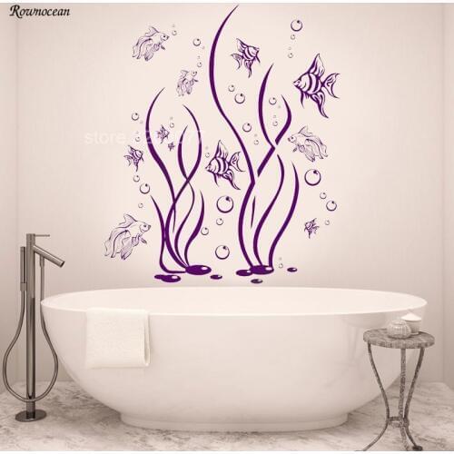 The Underwater World Seaweed Fish Bubbles Vinyl Art Interior Home Decoration Bathroom Wall Stickers Self-adhesive Murals B-09