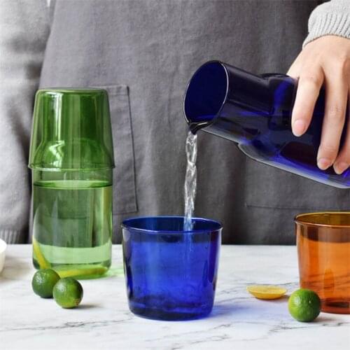 550ml Transparent Candy Color Glass Teacup Set Nordic Heat-Resistant Milk Juice Cool Drinking Cup With Tea Pitcher Water Bottle
