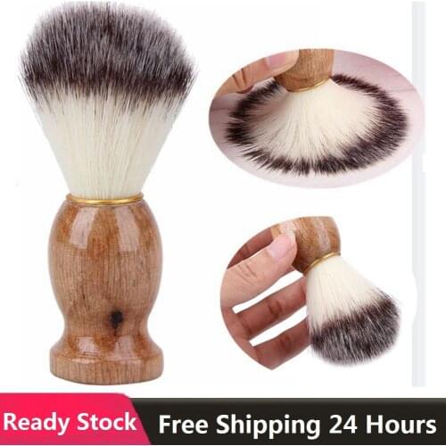 Salon Men Facial Beard Shaving Brush Wooden Handle Badger Hair Mens Shaving Brush Barber Face Cleaning Safety Razor Brush