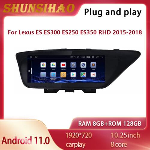 Qualcomm Android 10 GPS navigation autoradio For ES ES300 ES250 ES350 RHD 2015-2018 multimedia 1920*720 car radio carplay