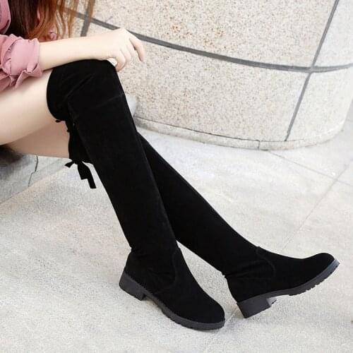 2020 New Womens Boots Size 35-41 Winter Over The Knee Boots Women Stretch Fabric Thigh High Sexy Woman Shoes Long Black