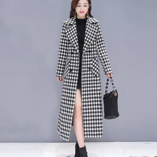 Winter black white Check Velvet Womens Coat Warm Checkered Coats Female 2020 Thicken Womens Jacket Long Overcoat