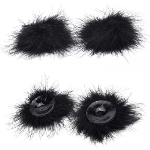 1Pair Disposable Nipple Cover Pasties Bra Feather Adhesive Nipple Covers Pads Body Breasts Stickers
