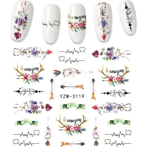 1 DIY retro nail sticker geometric element watermark personality animal letter diamond love peach transfer paper art decoration