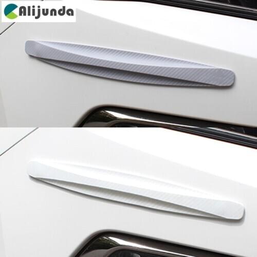 2pcs Car Carbon fiber sticker Rubber Bumper Protector Guard Corner Strip Crash Bar Trim Protection Door Guards Lip Deflector