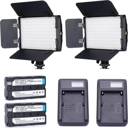 2PCS LED Photo Light Bi-Color Video Light Photography Lighting Kit with battery and charger for Canon Nikon Sony Studio