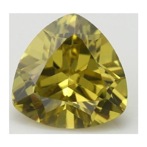 2x2~12x12mm Trillion Shape 5A peridot color CZ Stone Synthetic Gems Cubic Zirconia For Jewelry