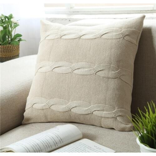 45x45M classical knitted cushion cover sofa backrest pillowcase throw pillow cover solid brown/white/green/beige/coffee