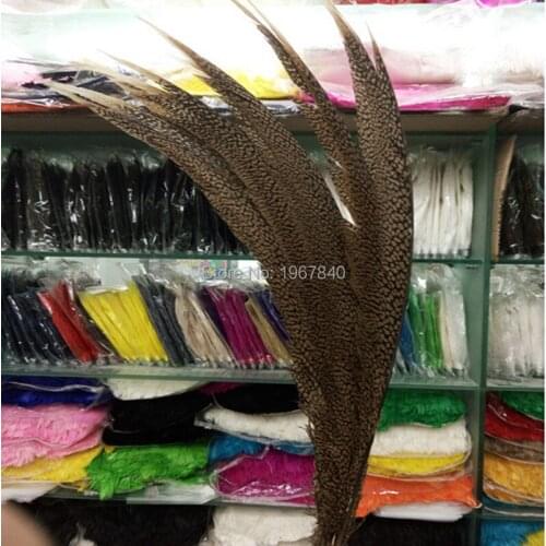 50 PCS / lot Golden pheasant covered tail feathers Long 24-28 inch / 60-70cm Stage Accessories Apparel DIY Decorations