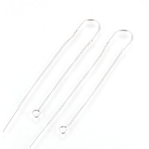 50pcs Brass Stud Earring Ear Threads Jewelry Findings Long Chain Earrings For Woman RealGold-Filled 103mm Hole: 2mm; Pin: 0.8mm