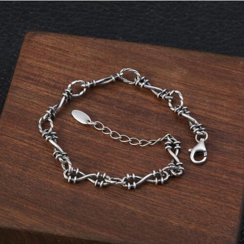 925 Sterling Silver Retro Twist Bracelet For Women Models Korean Fashion Simple Wrist Jewelry Fine Chain Bracelet