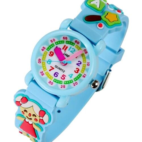 Blue little girl childrens cartoon quartz color digital dial waterproof kids clock Gift for Girls montre enfant Christmas gifts
