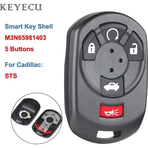 Keyecu Smart Remote Key Shell Case Cover Keyless Entry Fob 5 Buttons for Cadillac STS 2005 2006 2007 M3N65981403