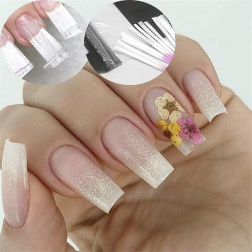 Long fake nails purple head fiber nail glass fiber for nail extension acrylic skill salon tool fake nails and design